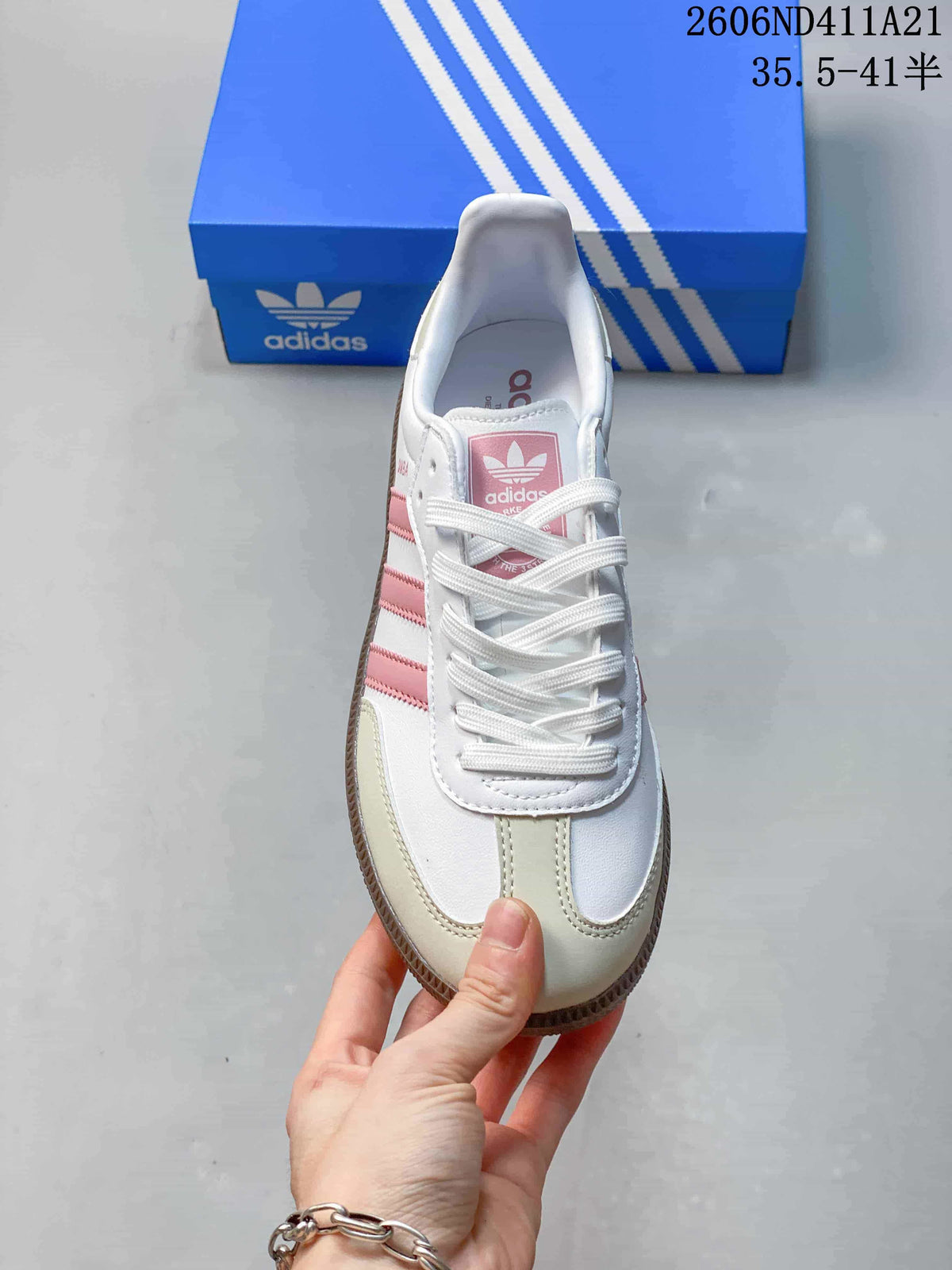 Adidas Samba Low-Top Sneakers in White and Pink
