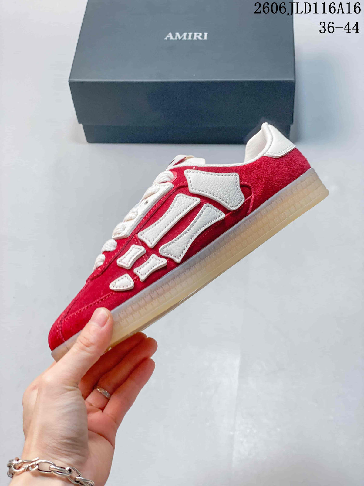 AMIRI Pacific Bones Low-Top Sneakers Red and White