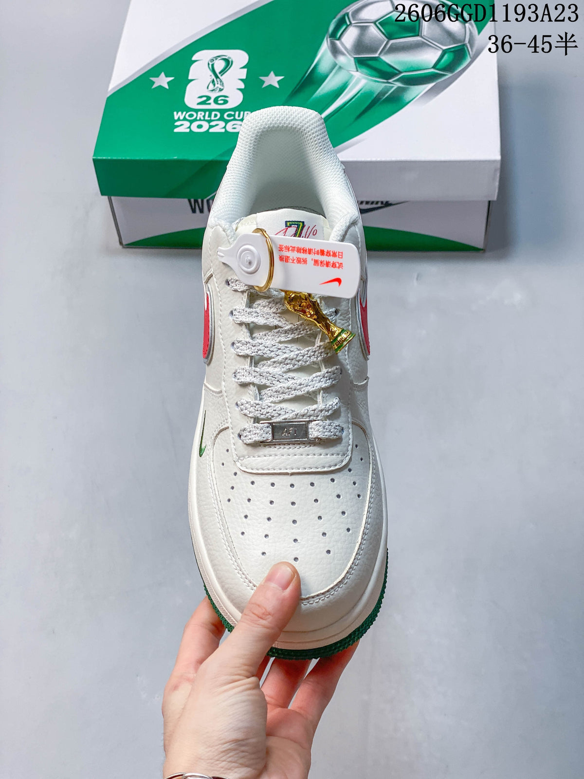 Nike Air Force 1 Portugal-Inspired Sneakers in White, Red and Green