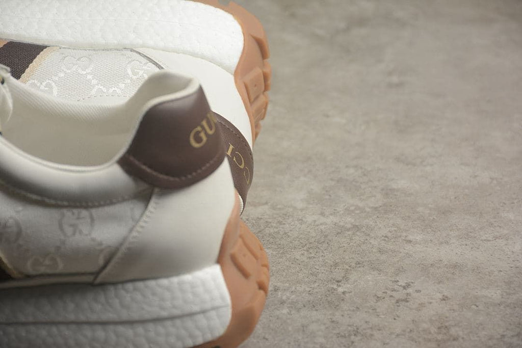 Gucci Re-Web Sneakers in Ivory and Brown