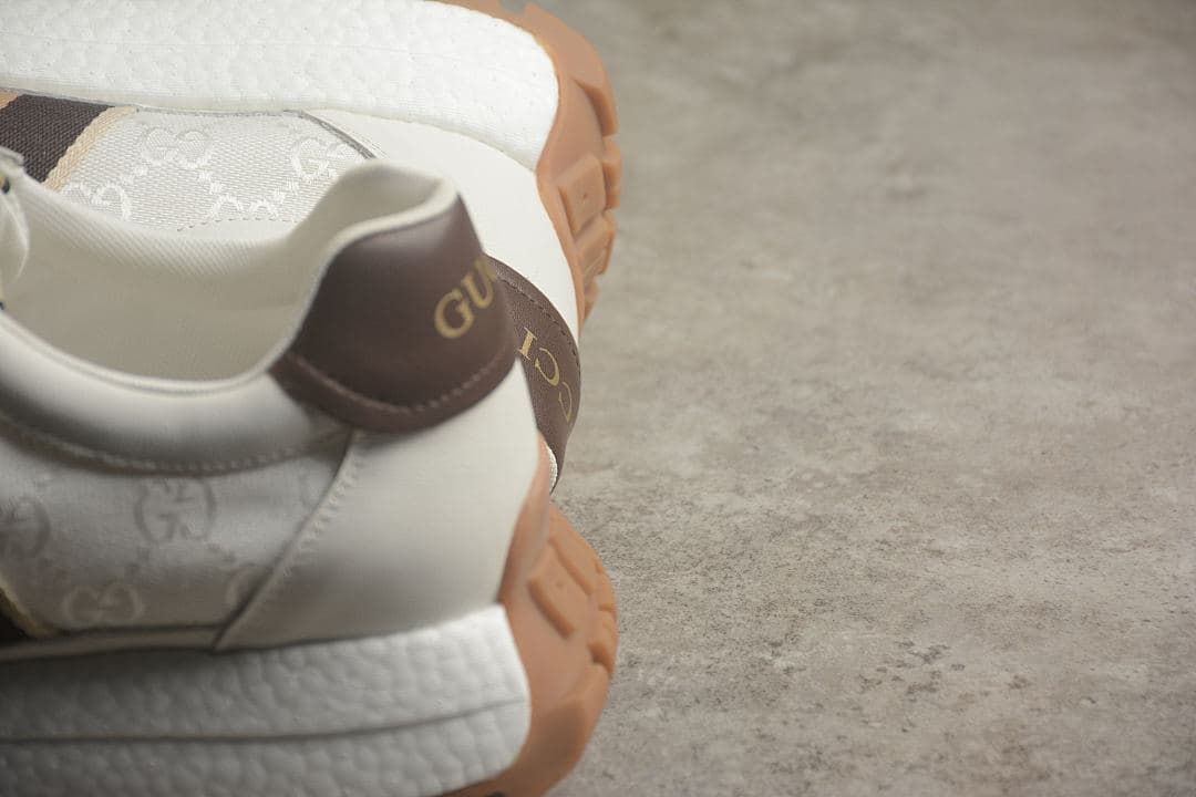 Gucci Re-Web Sneakers in Ivory and Brown