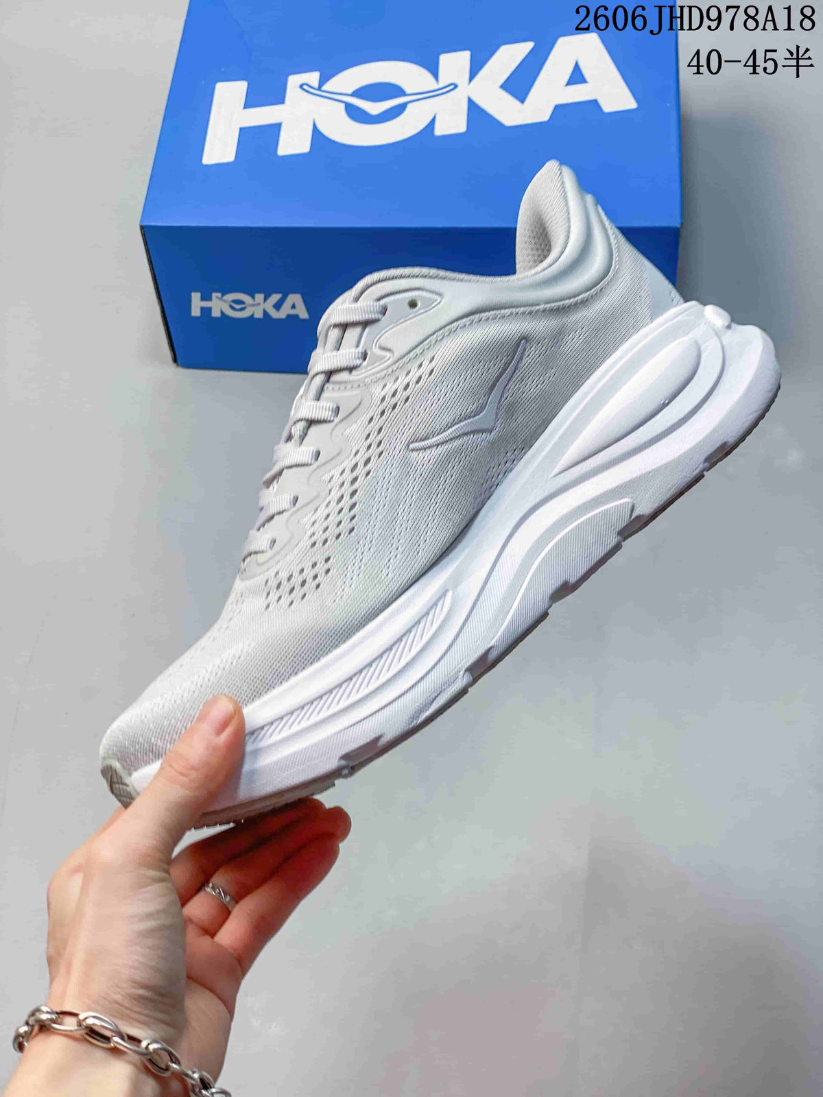 HOKA Bondi 9 Running Shoes, White, Style 1162011