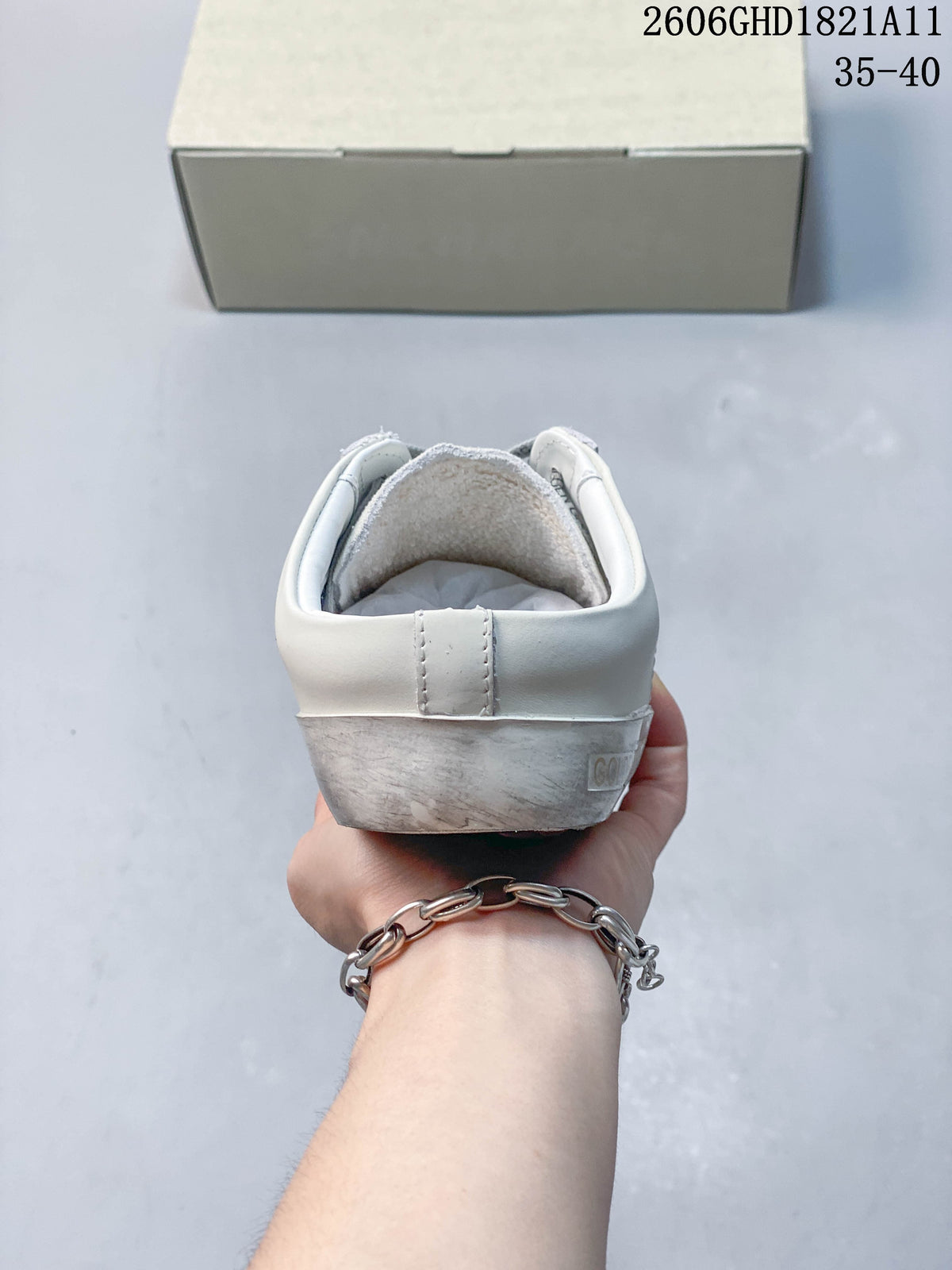 Golden Goose Super-Star Low-Top Sneakers, White and Red