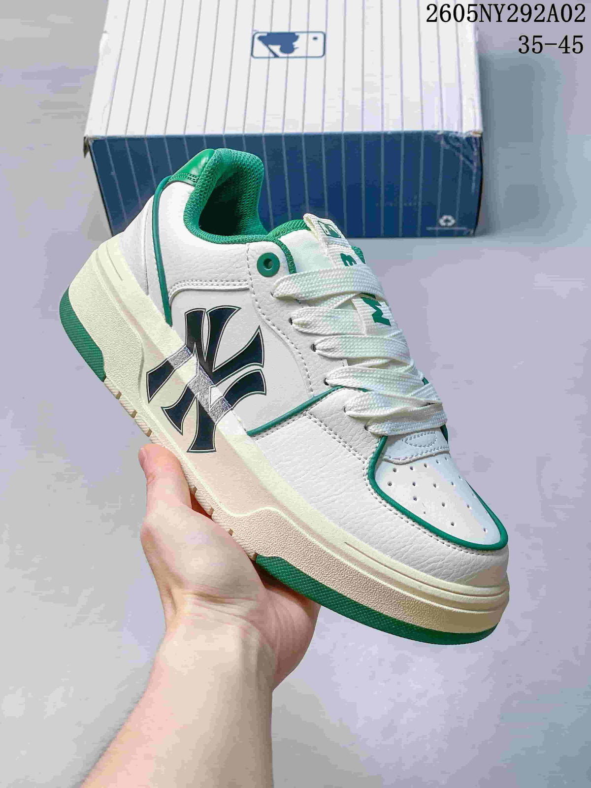 MLB Chunky Liner Low-Top Sneakers, White and Green