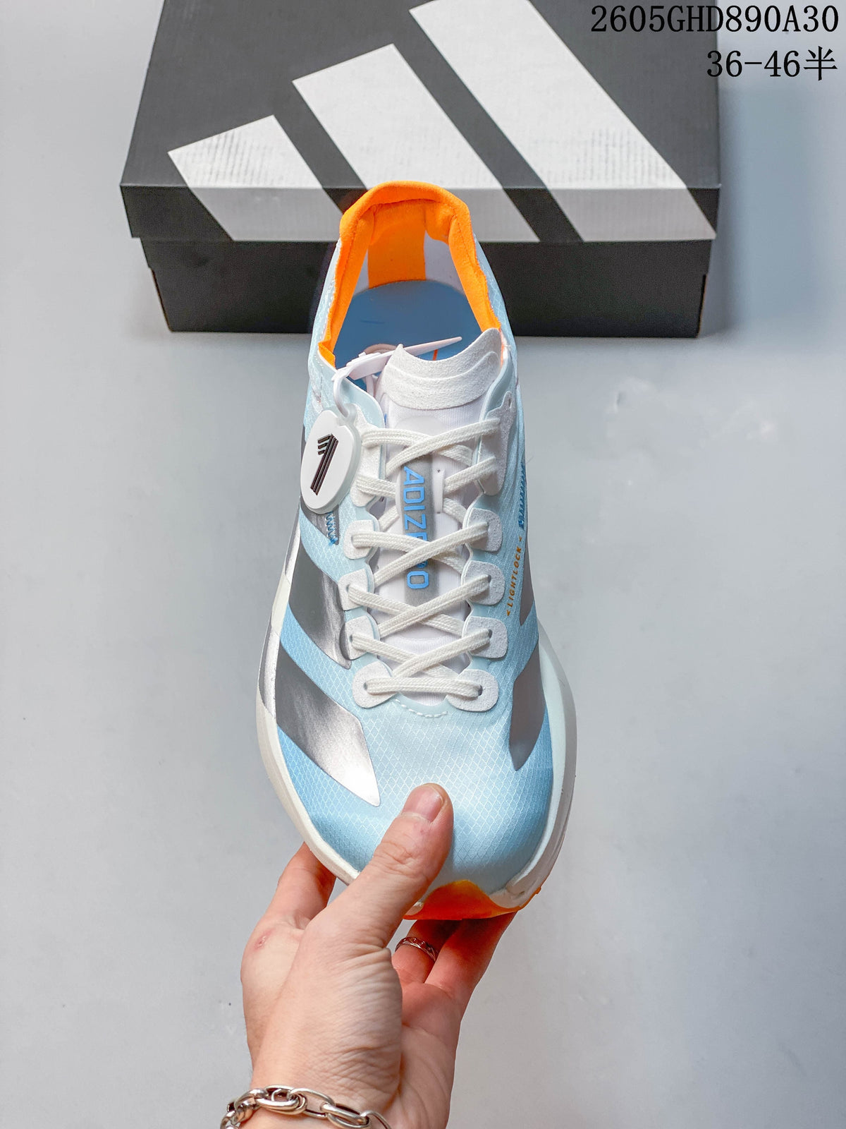 Adidas Adizero Adios Pro 4 Running Shoes, Blue and Orange KH6360