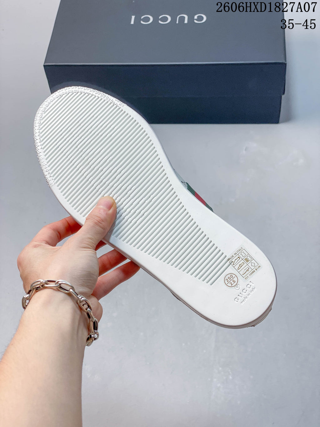 Gucci White Perforated Low-Top Sneakers with Green-Red Web