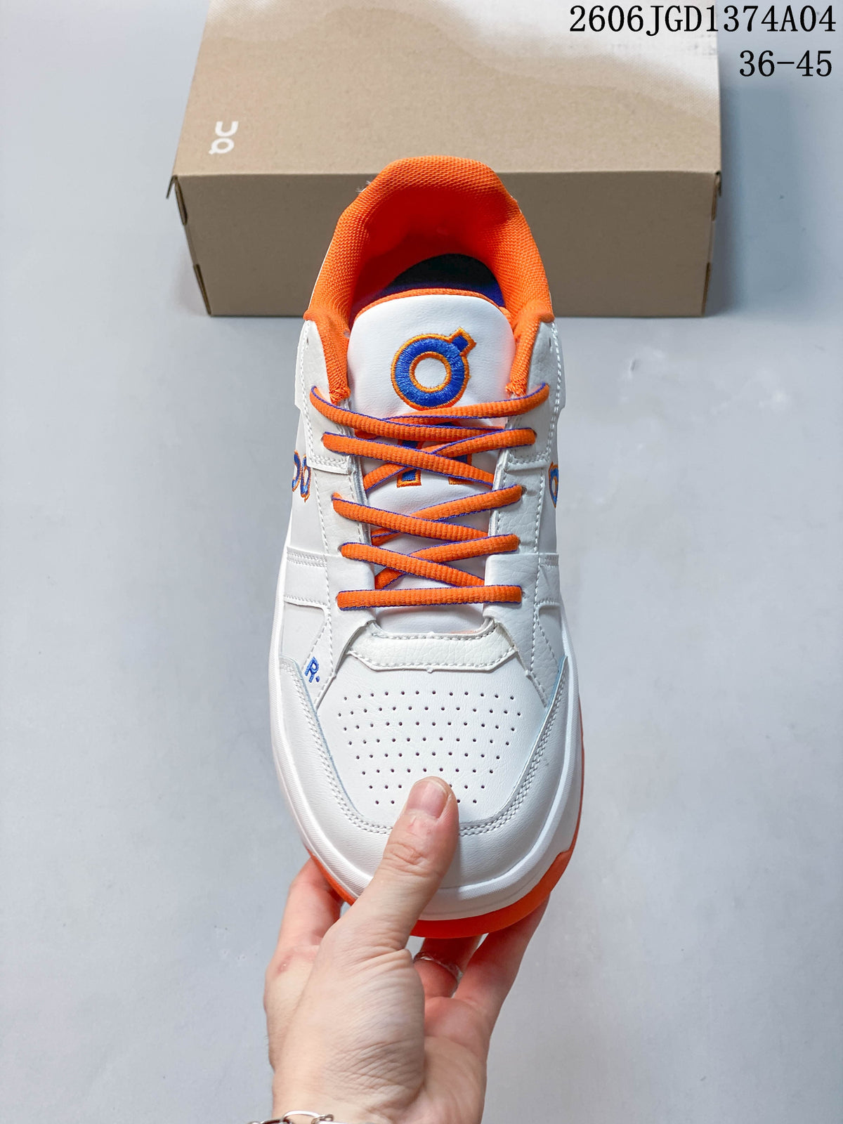 On THE Roger Clubhouse White Orange Sneakers 06JGD1374A04