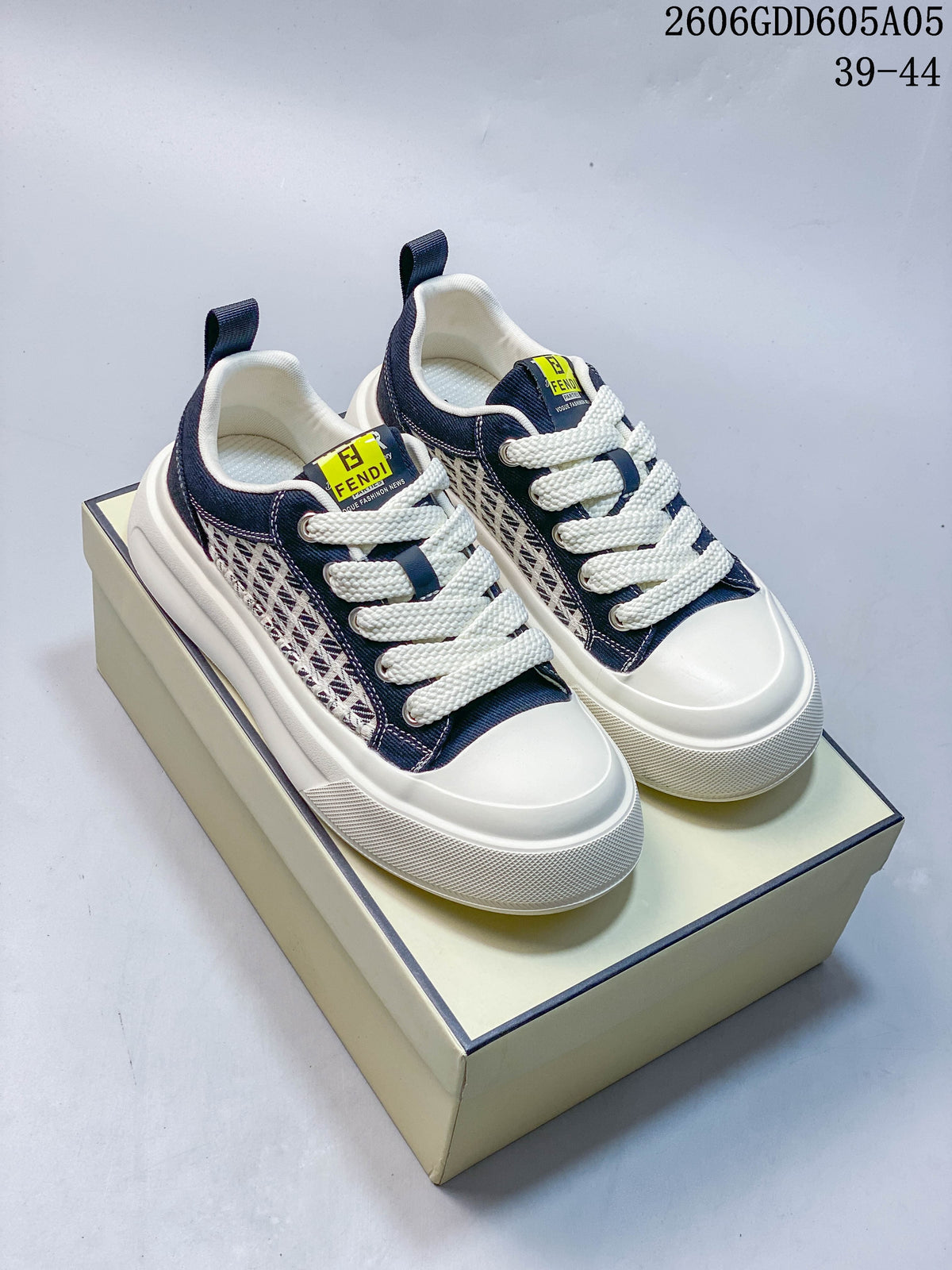 Fendi Low-Top Sneakers with Patterned Panels, Style 06GDD605A05