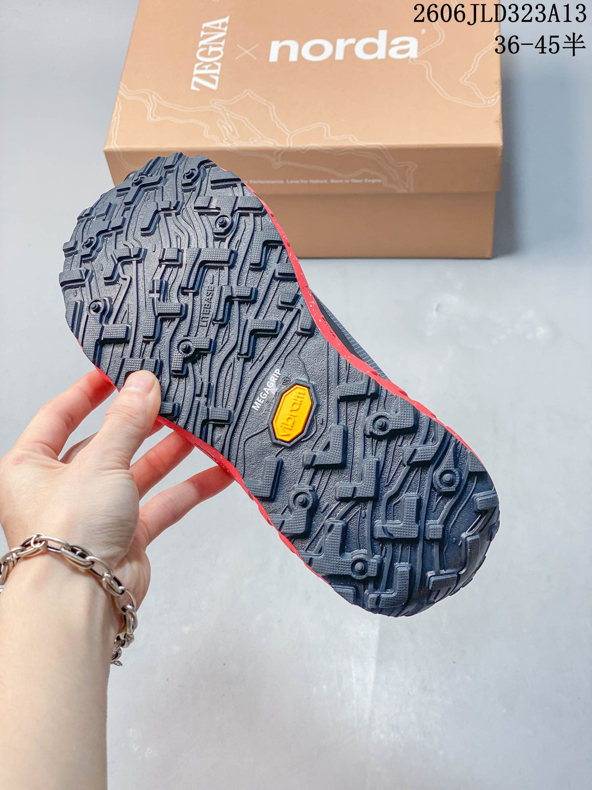 Norda 001 Trail Running Shoes in Charcoal and Red