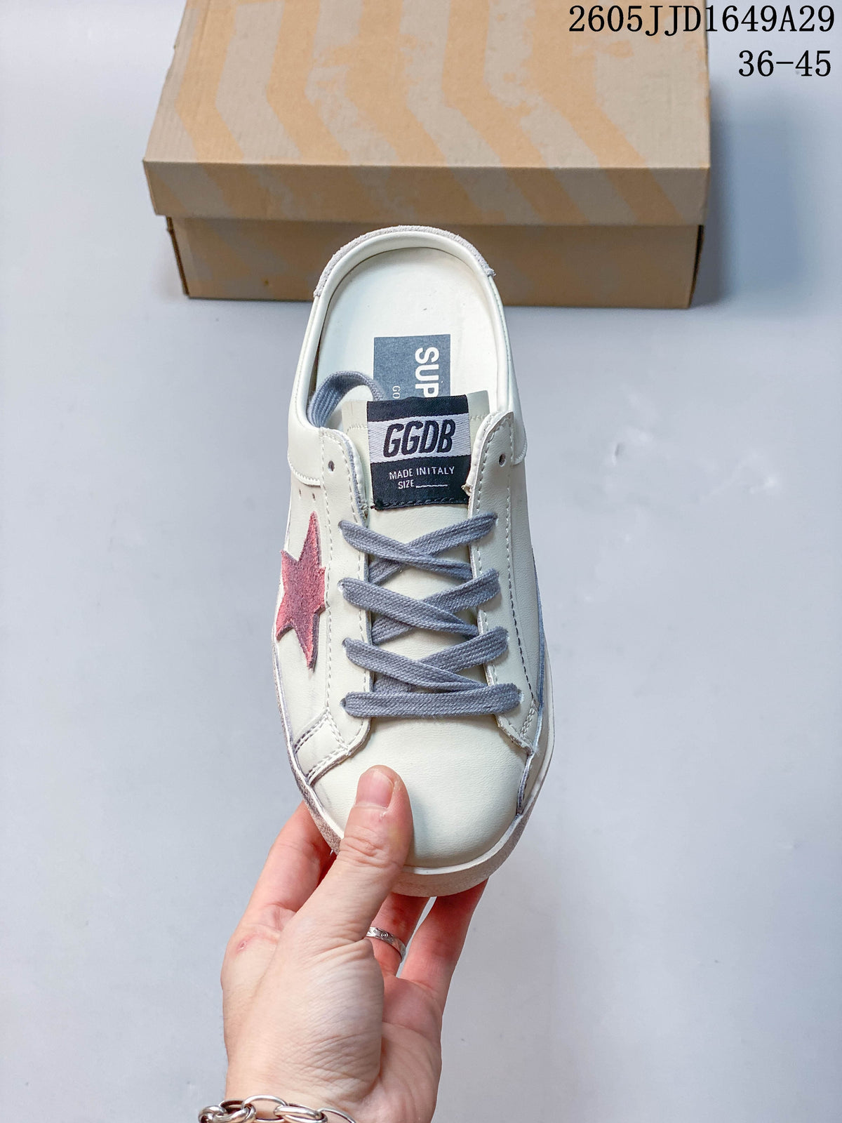 Golden Goose Super-Star White Slide Sneakers Pink Star