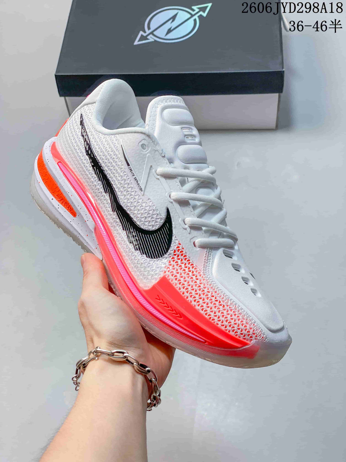 Nike Air Zoom GT Cut Low-Top Basketball Shoes, White and Coral