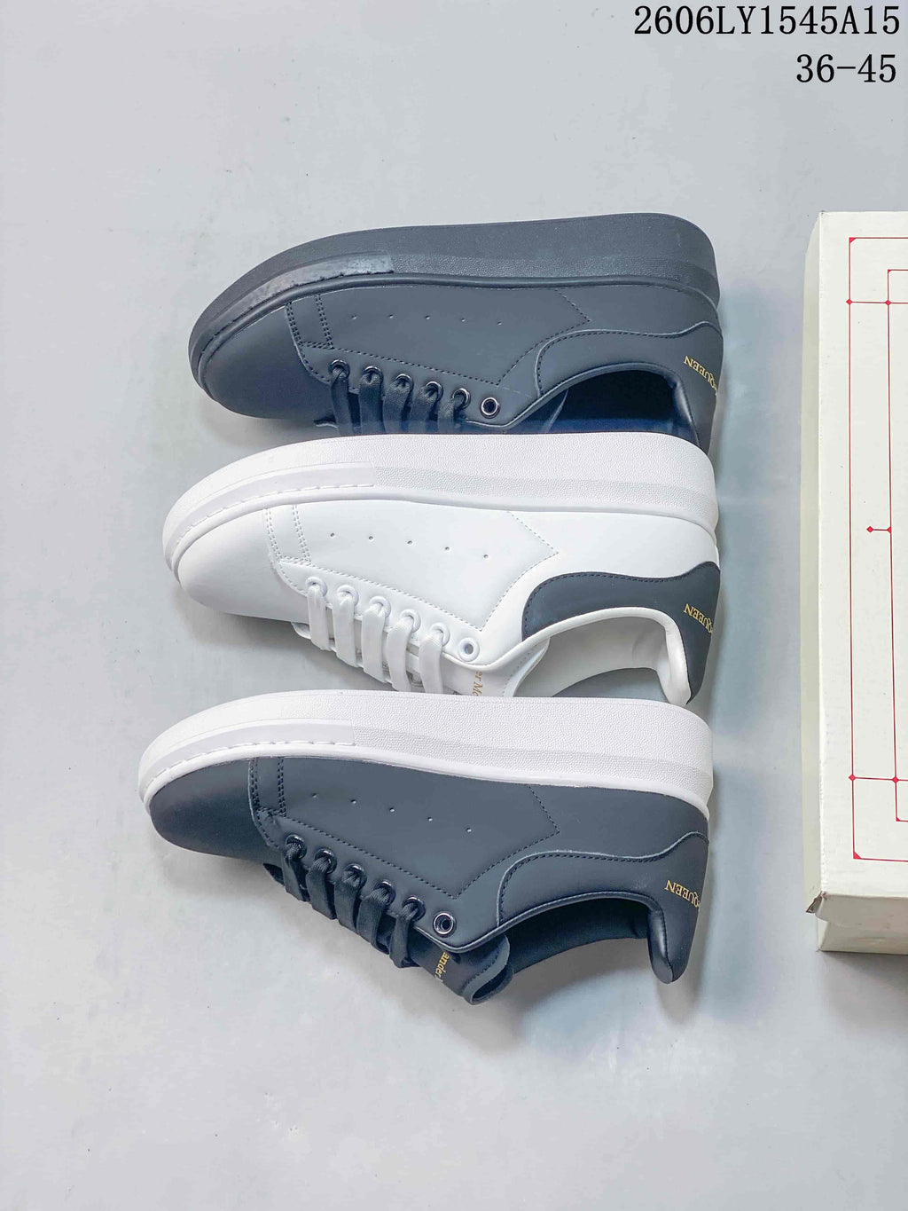 Alexander McQueen 68155ASOWE Low-Top Sneakers, White and Grey