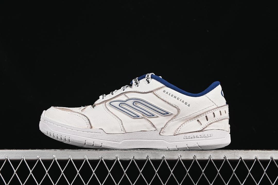 Balenciaga Hamptons Worn Out Sneakers in White and Blue