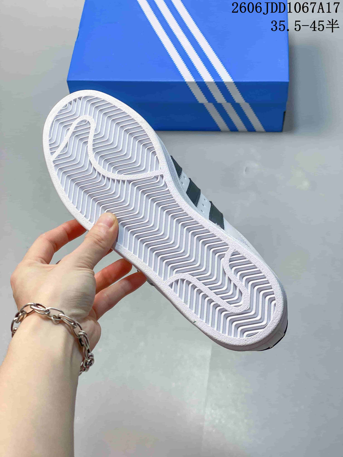 Adidas Superstar White and Black Shell-Toe Sneakers