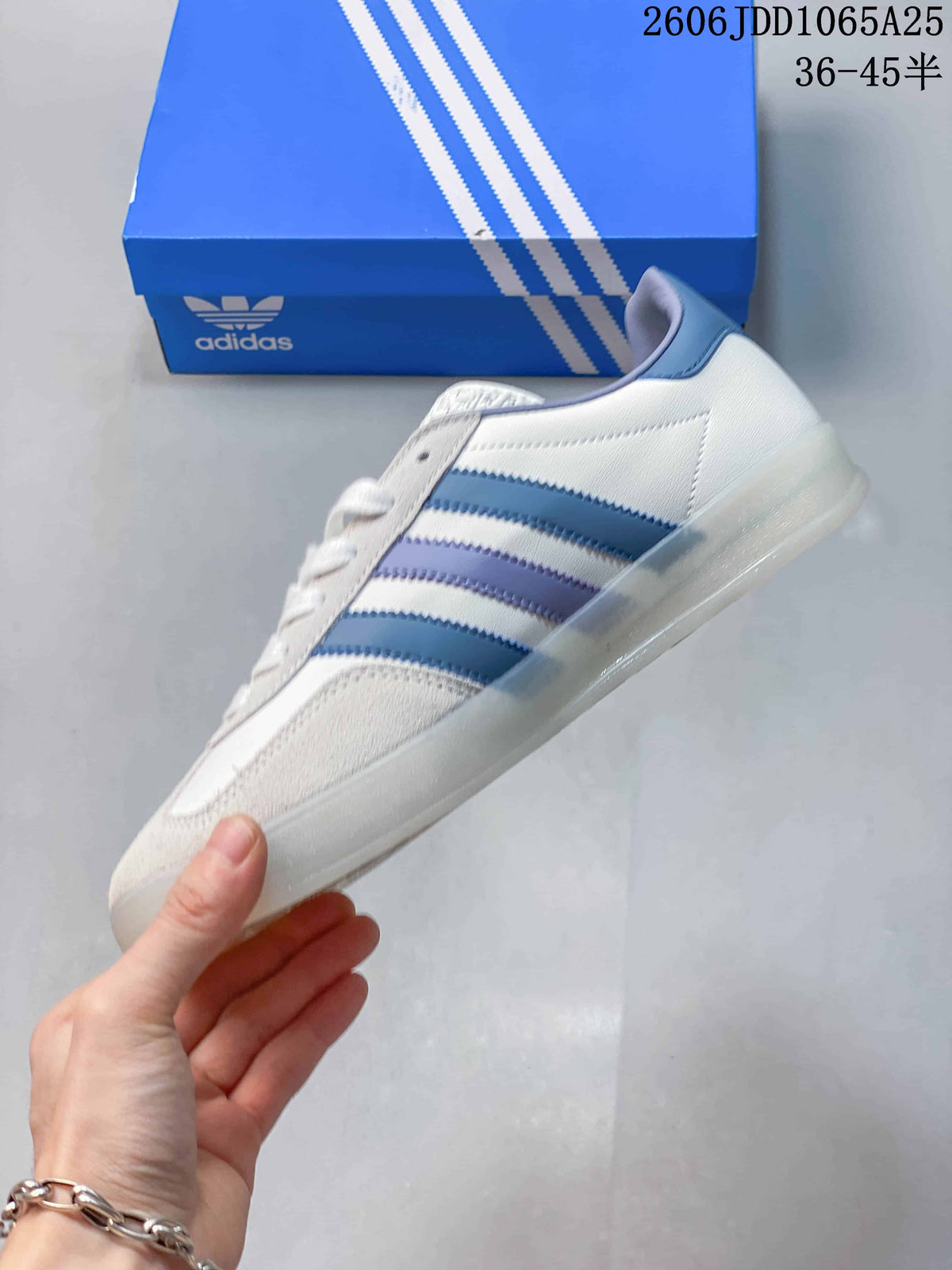 Adidas Gazelle Low-Top Sneakers in White and Blue