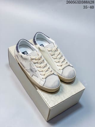 Golden Goose Super-Star Low-Top Sneakers in White and Gray
