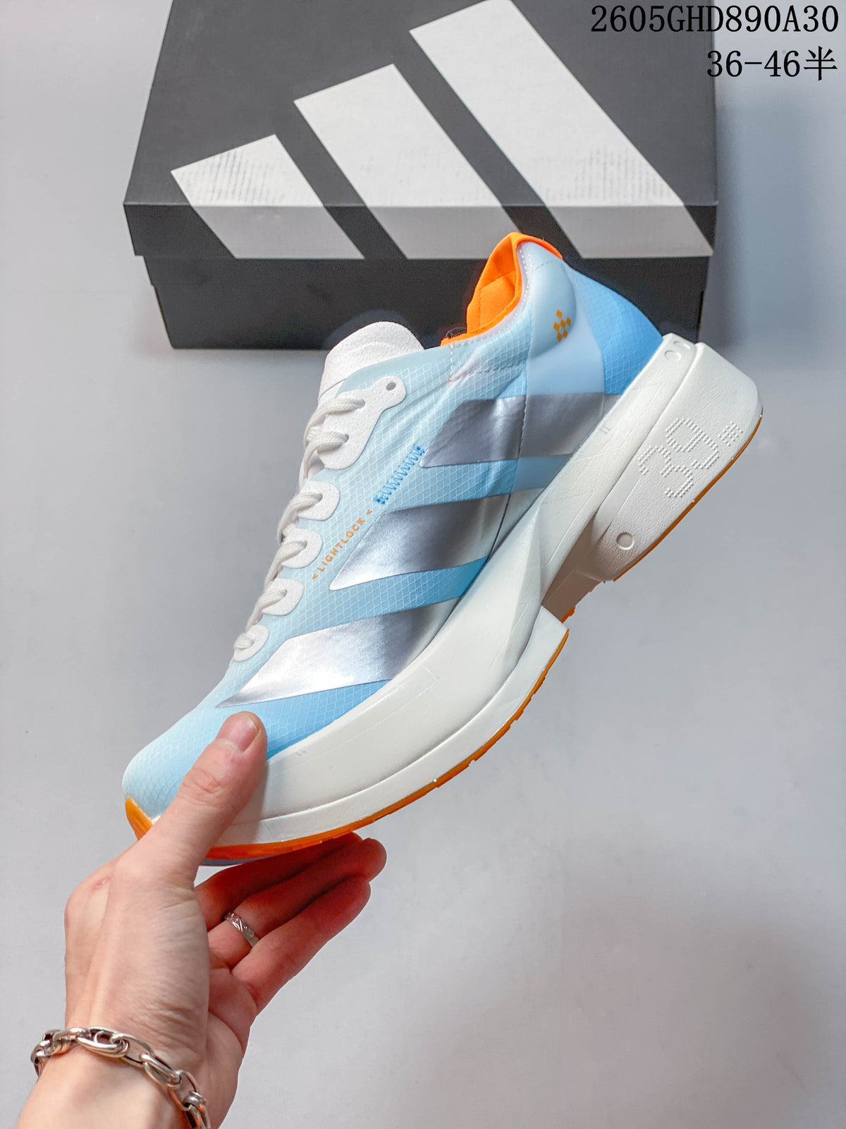 Adidas Adizero Adios Pro 4 Running Shoes, Blue and Orange KH6360