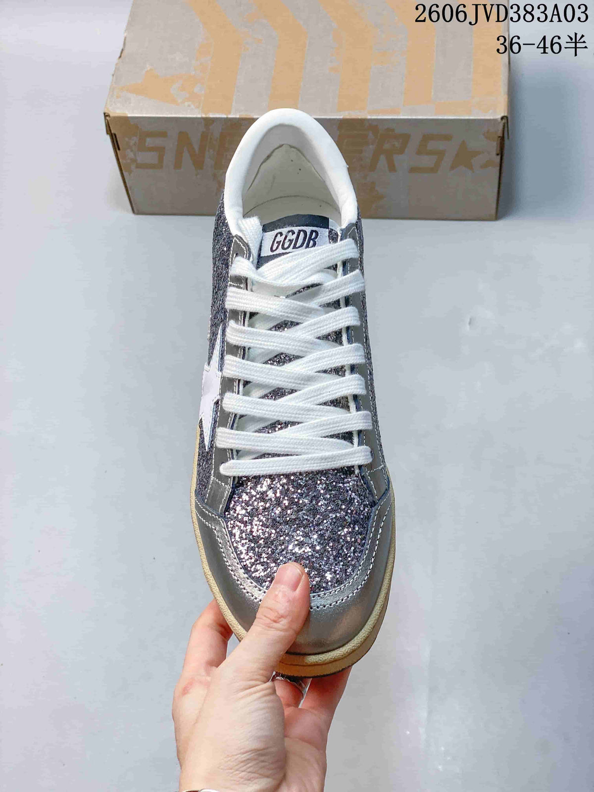 Golden Goose Super-Star Silver Glitter Low-Top Sneakers