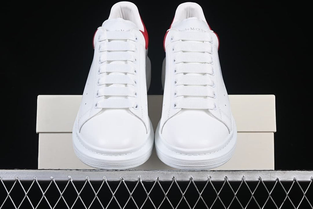 Alexander McQueen Oversized Sneakers, White and Red Heel