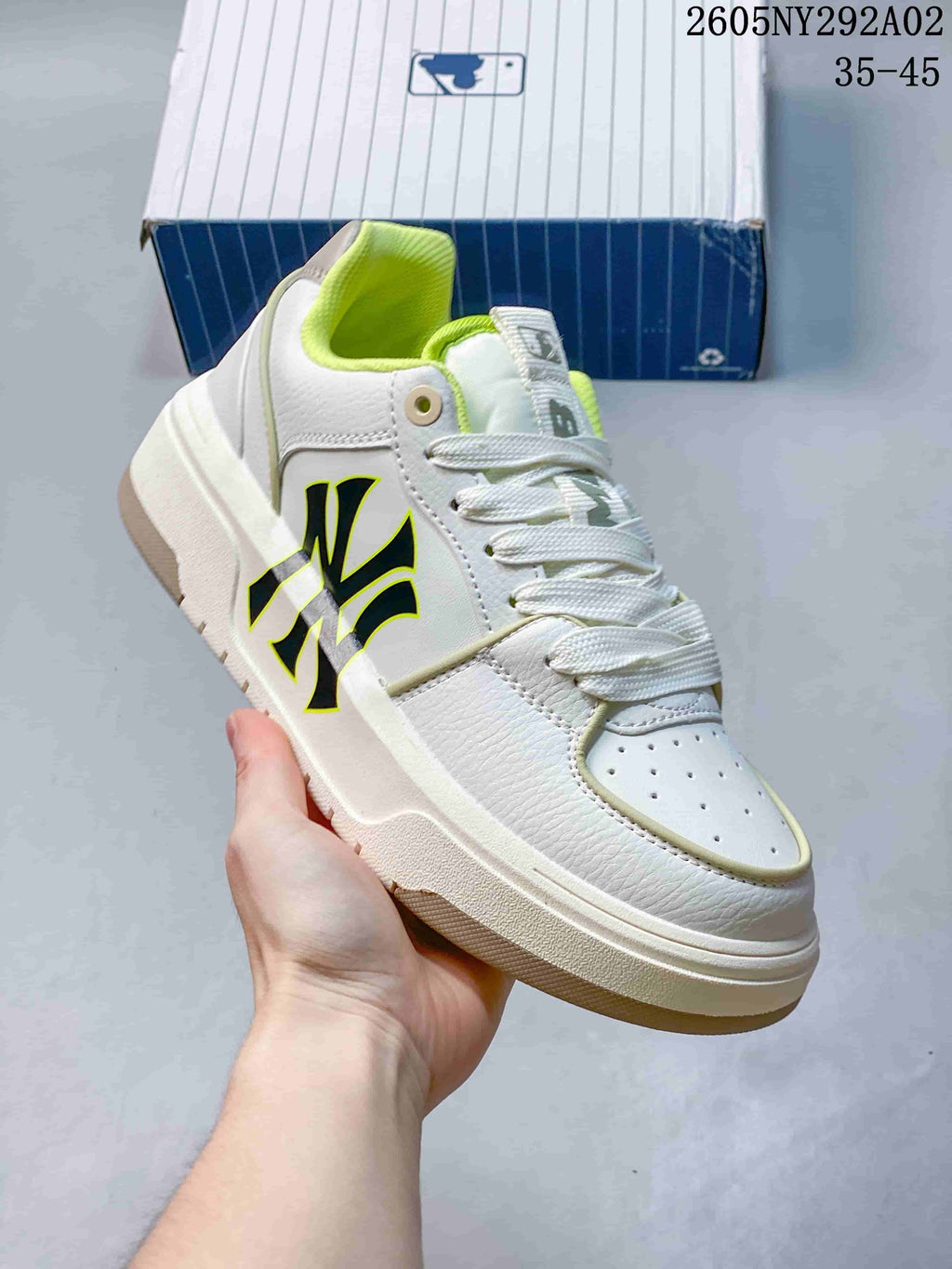 MLB Chunky Liner Low-Top Sneakers, White and Green