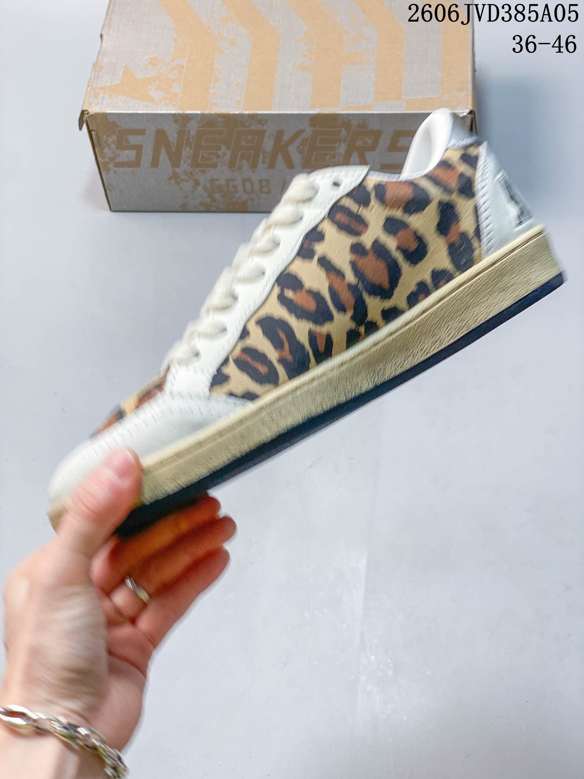 Golden Goose Super-Star Leopard Print Low-Top Sneakers 06JVD385A05