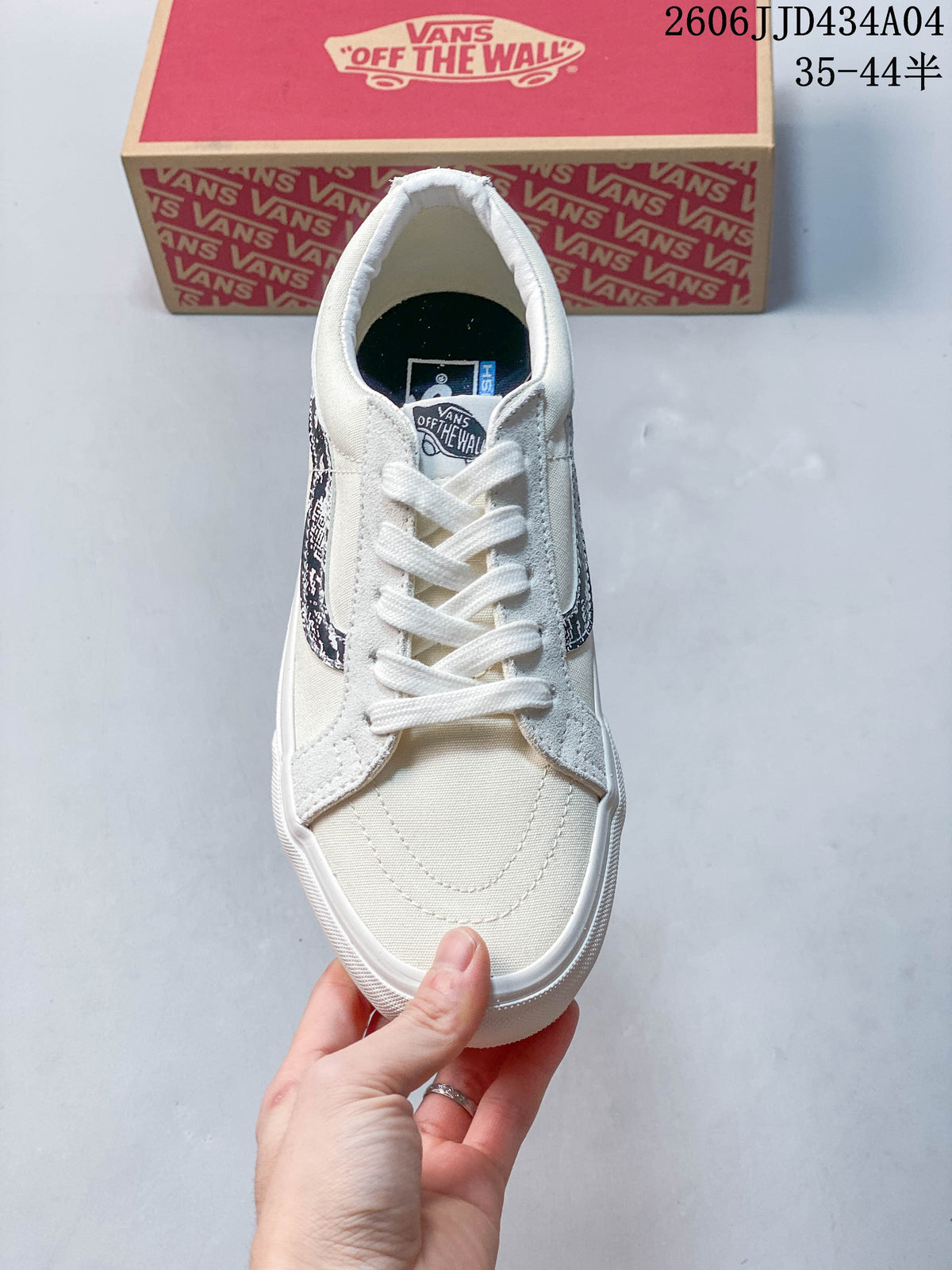 Vans Old Skool Low-Top Sneakers in Cream and Gray