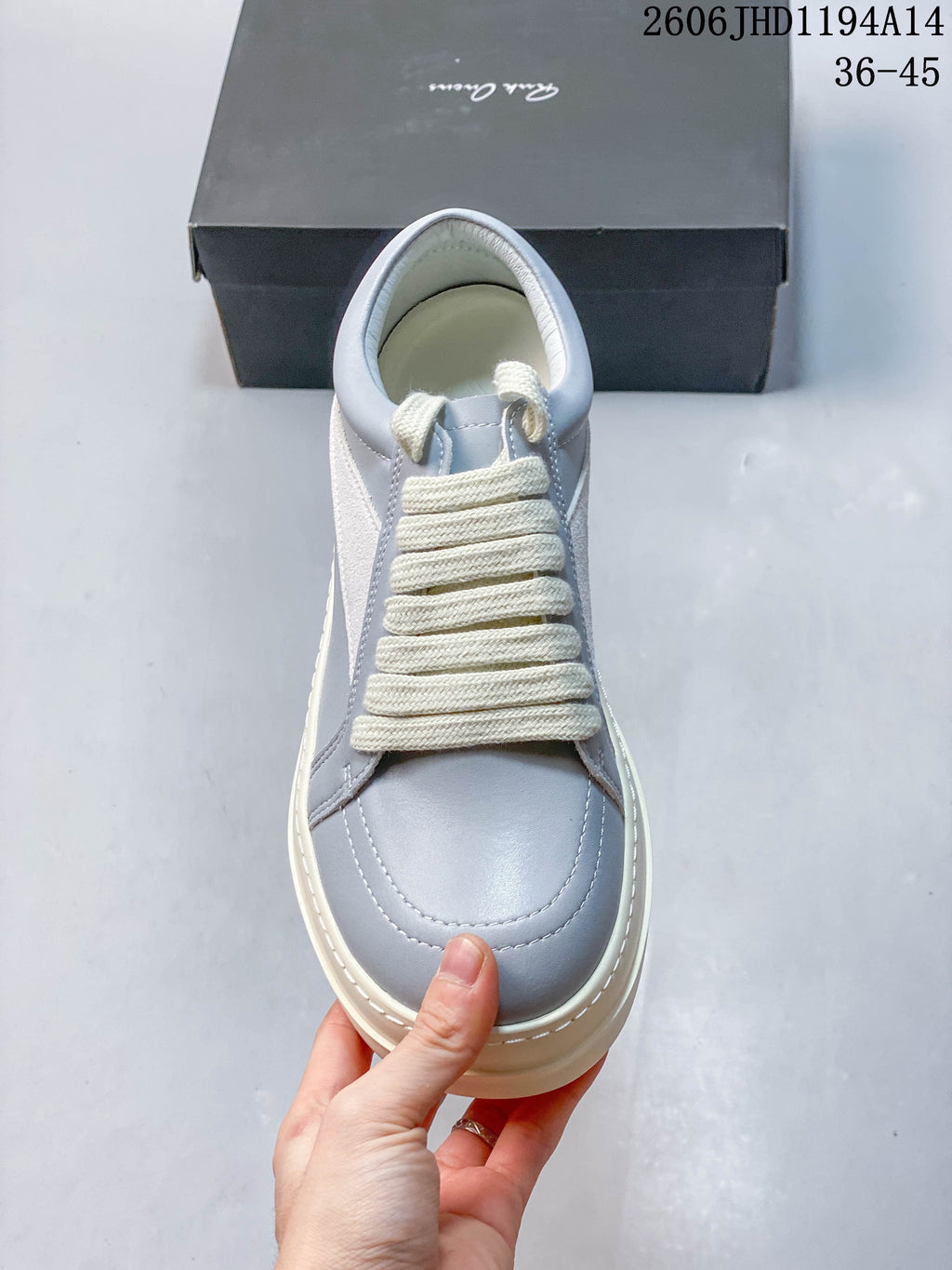Rick Owens Vintage Sneaker Gray and White Low-Top Sneakers