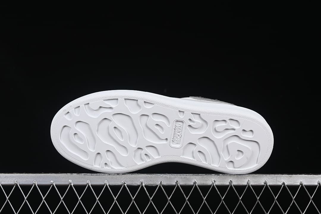 Alexander McQueen White Leather-Style Sneakers with Crystal Heel