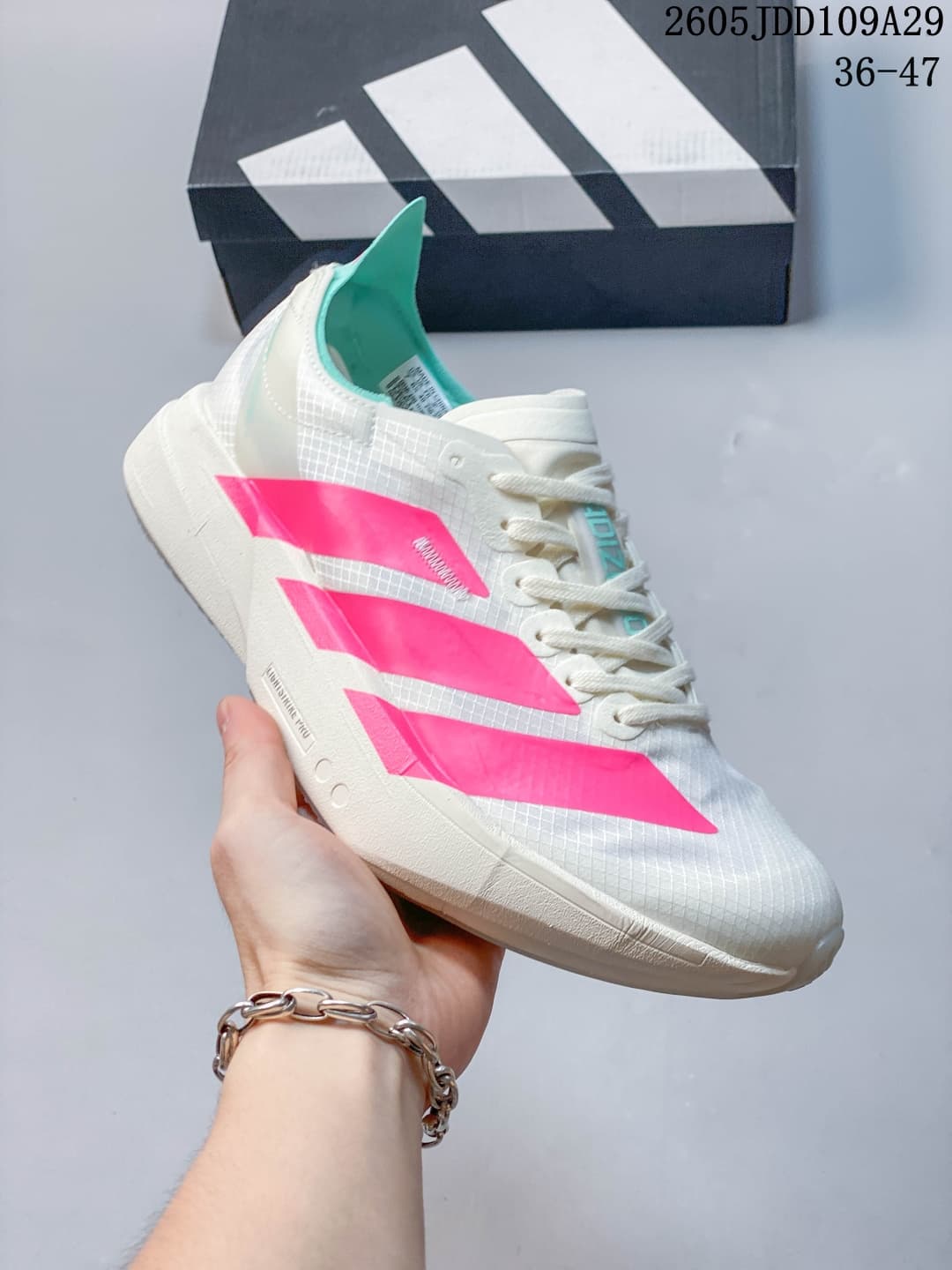 Adidas Adizero Adios Pro 4 Running Sneakers White Pink