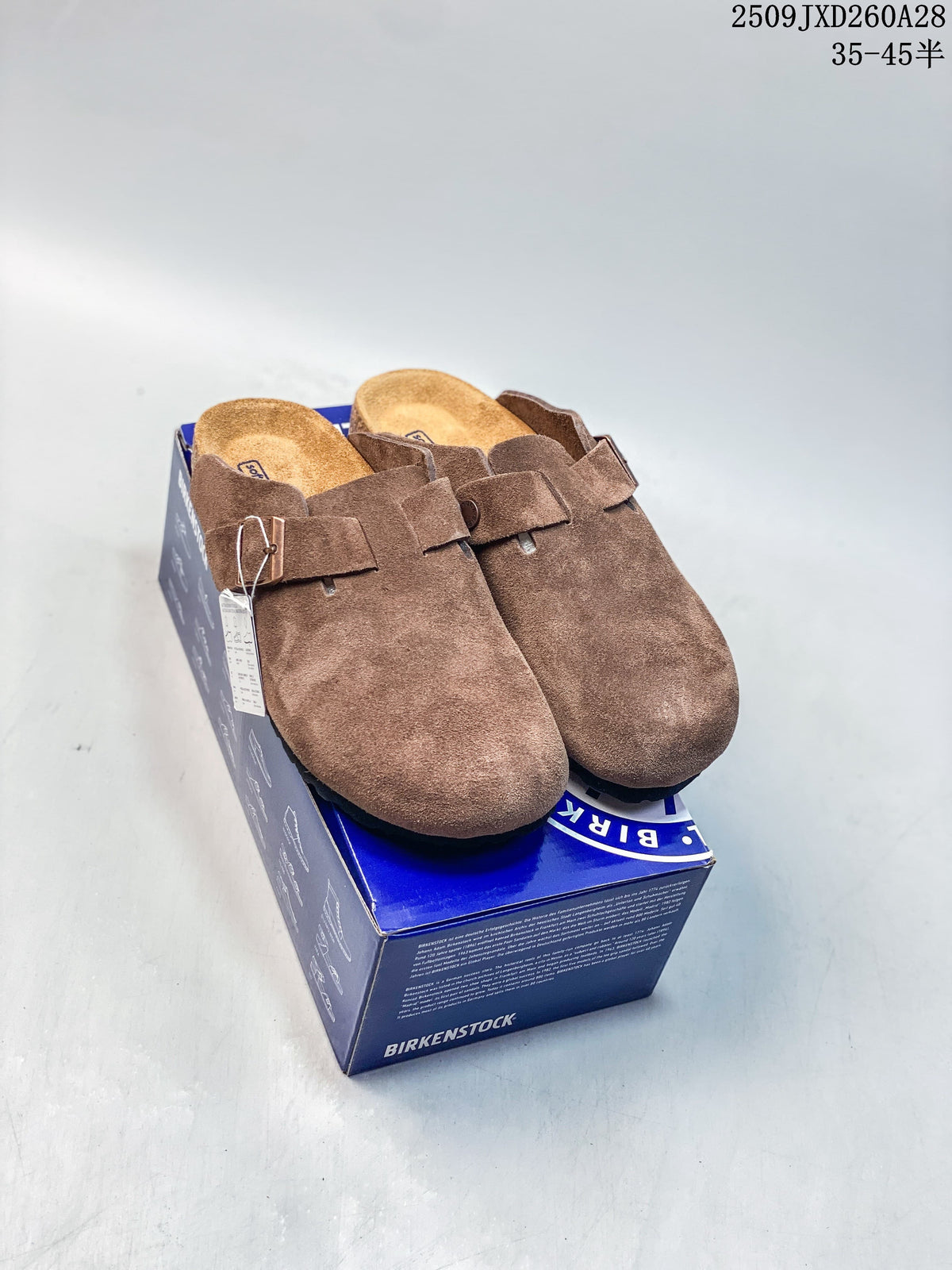 Birkenstock Boston-Style Closed-Toe Mule with Buckle, Brown