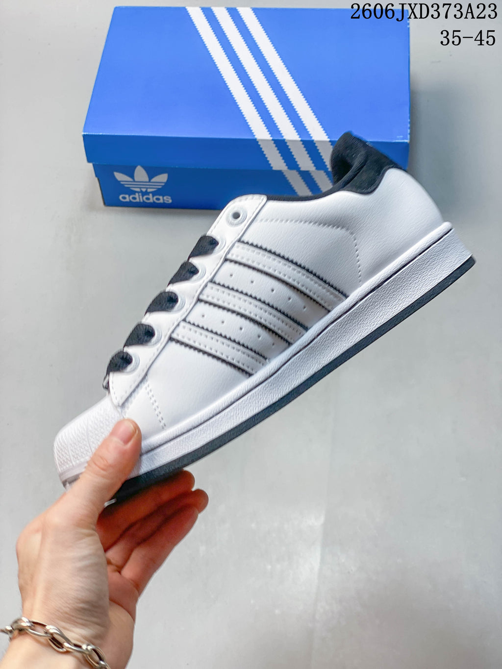 Adidas Originals Superstar White and Black Sneakers JXD373A23