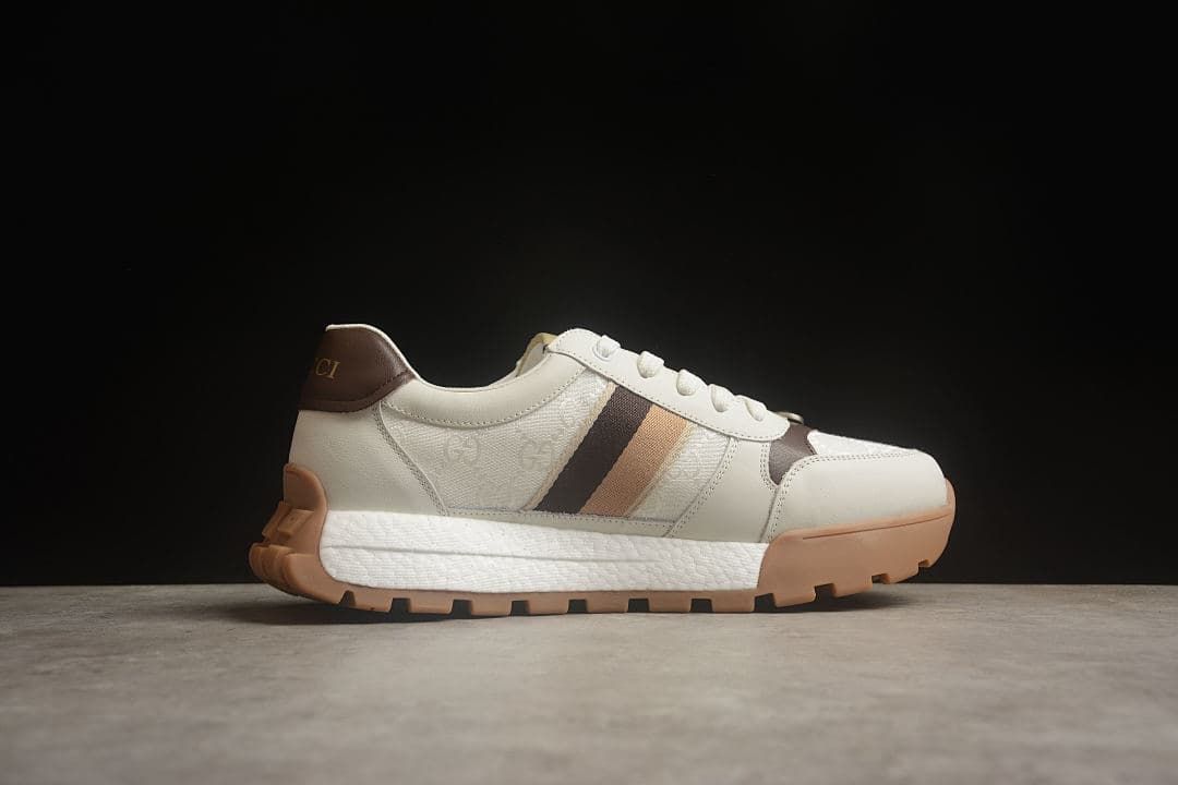Gucci Re-Web Sneakers in Ivory and Brown