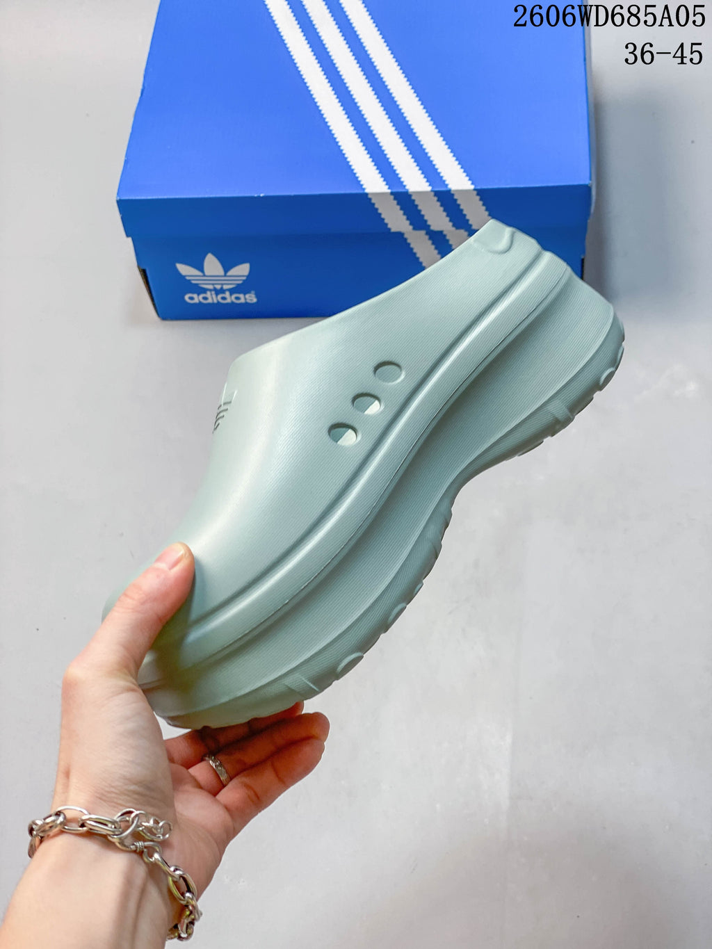 Adidas AdiFOM Stan Smith Mule Shoes, Light Blue IH3361
