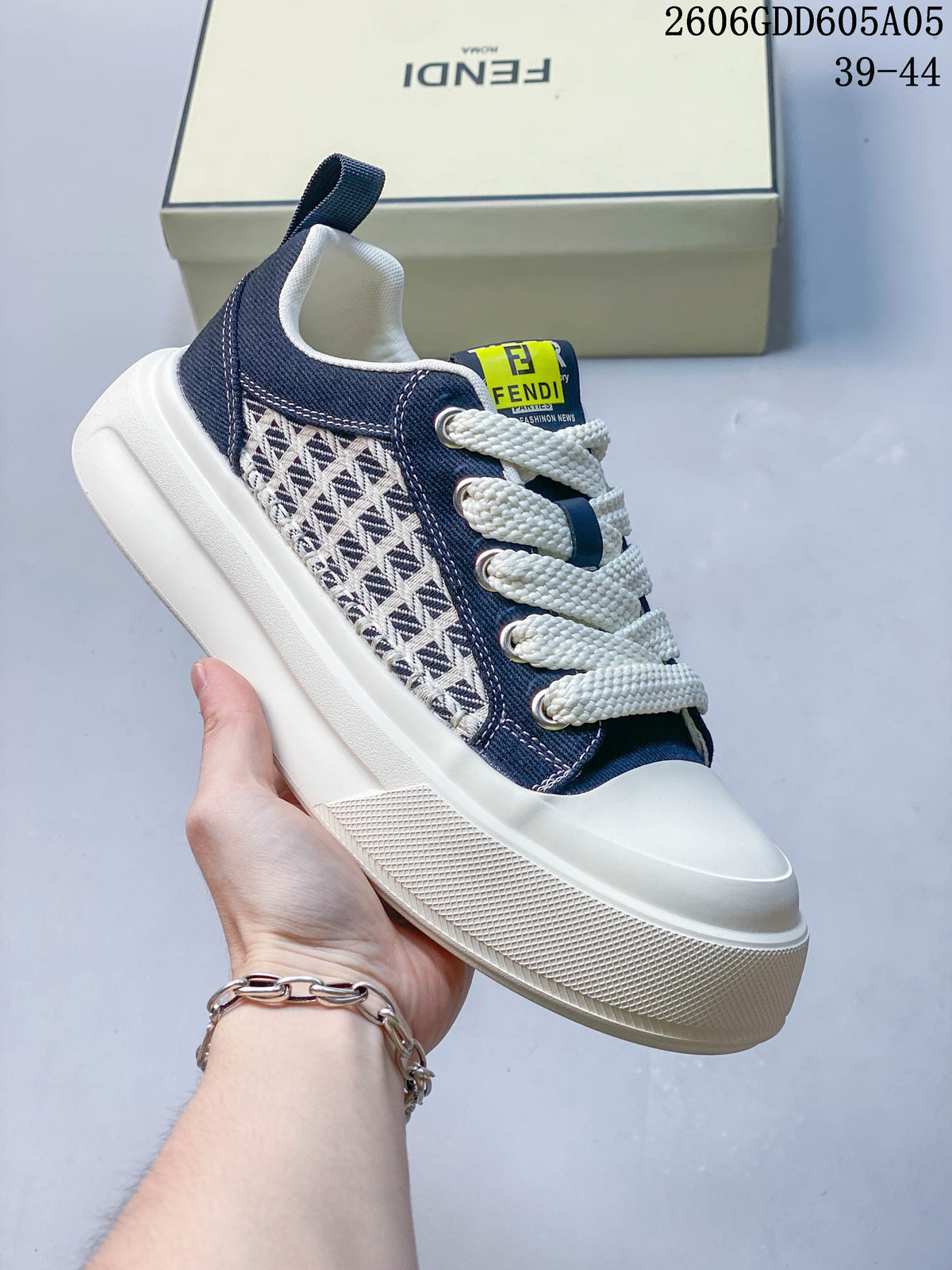 Fendi Low-Top Sneakers with Patterned Panels, Style 06GDD605A05