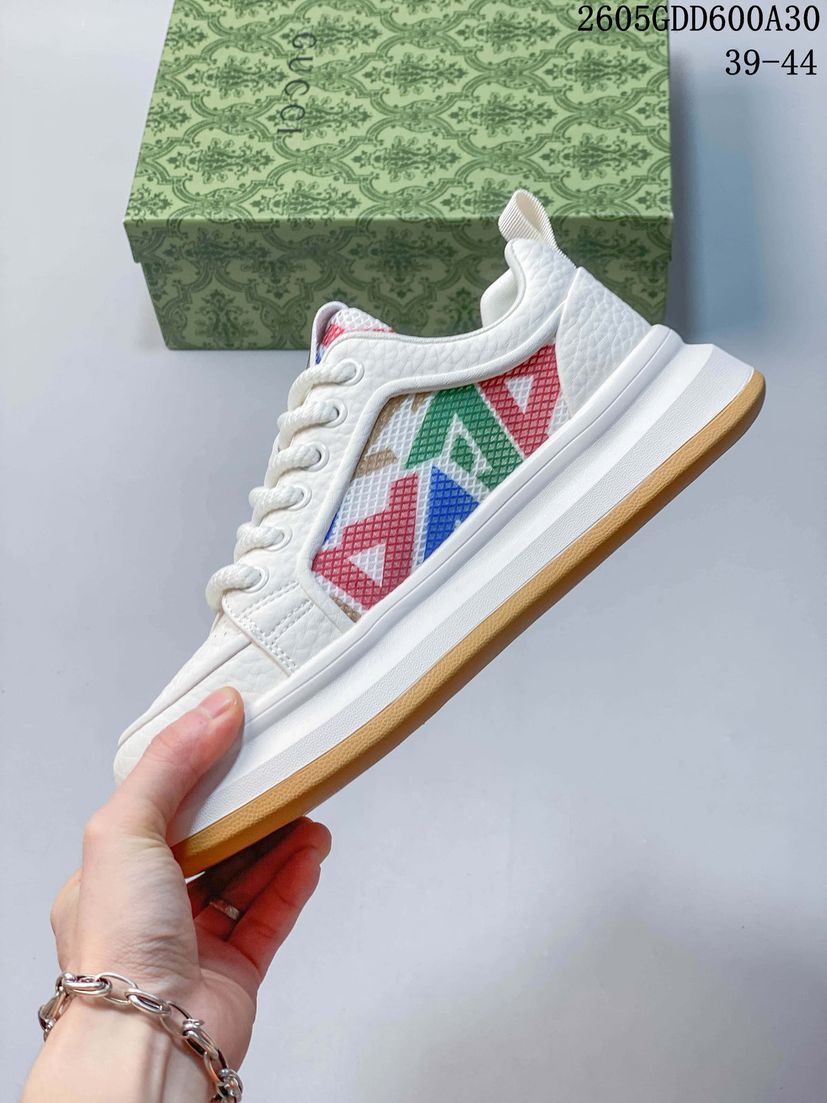 Gucci Screener GG Low-Top Sneakers, White Multicolor
