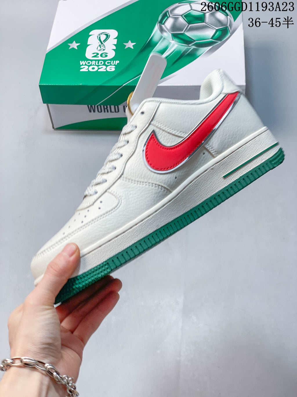 Nike Air Force 1 Portugal-Inspired Sneakers in White, Red and Green