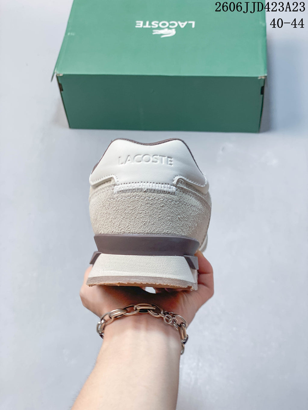 Lacoste Men's Beige Lace-Up Retro Sneakers 06JJD423A23