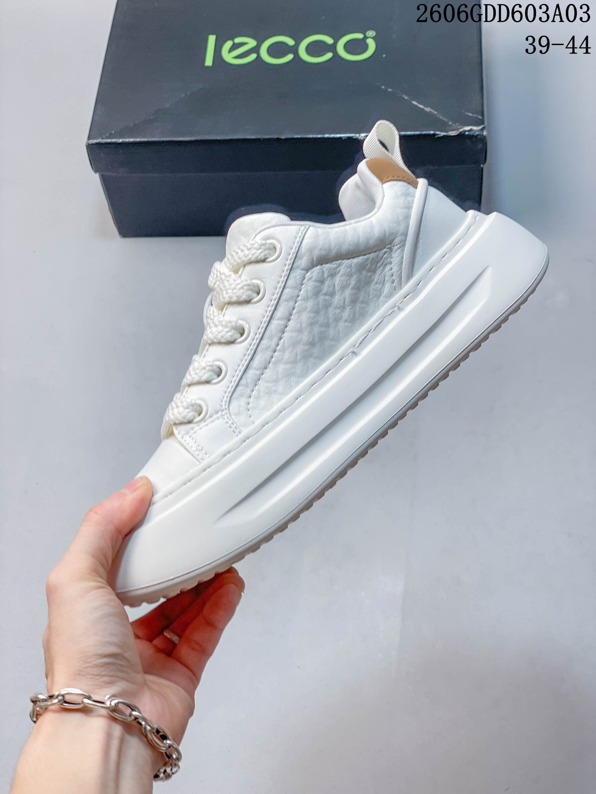 Ecco Biom Fjuel White Low-Top Lace-Up Sneakers