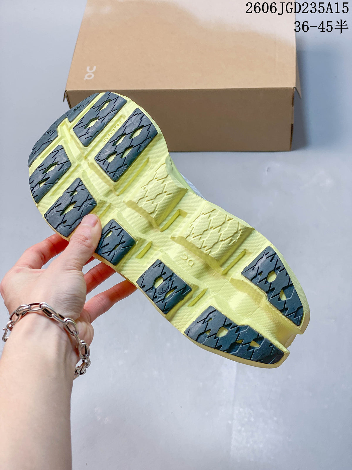 On Cloudmonster 3 Running Shoes, White and Volt Yellow