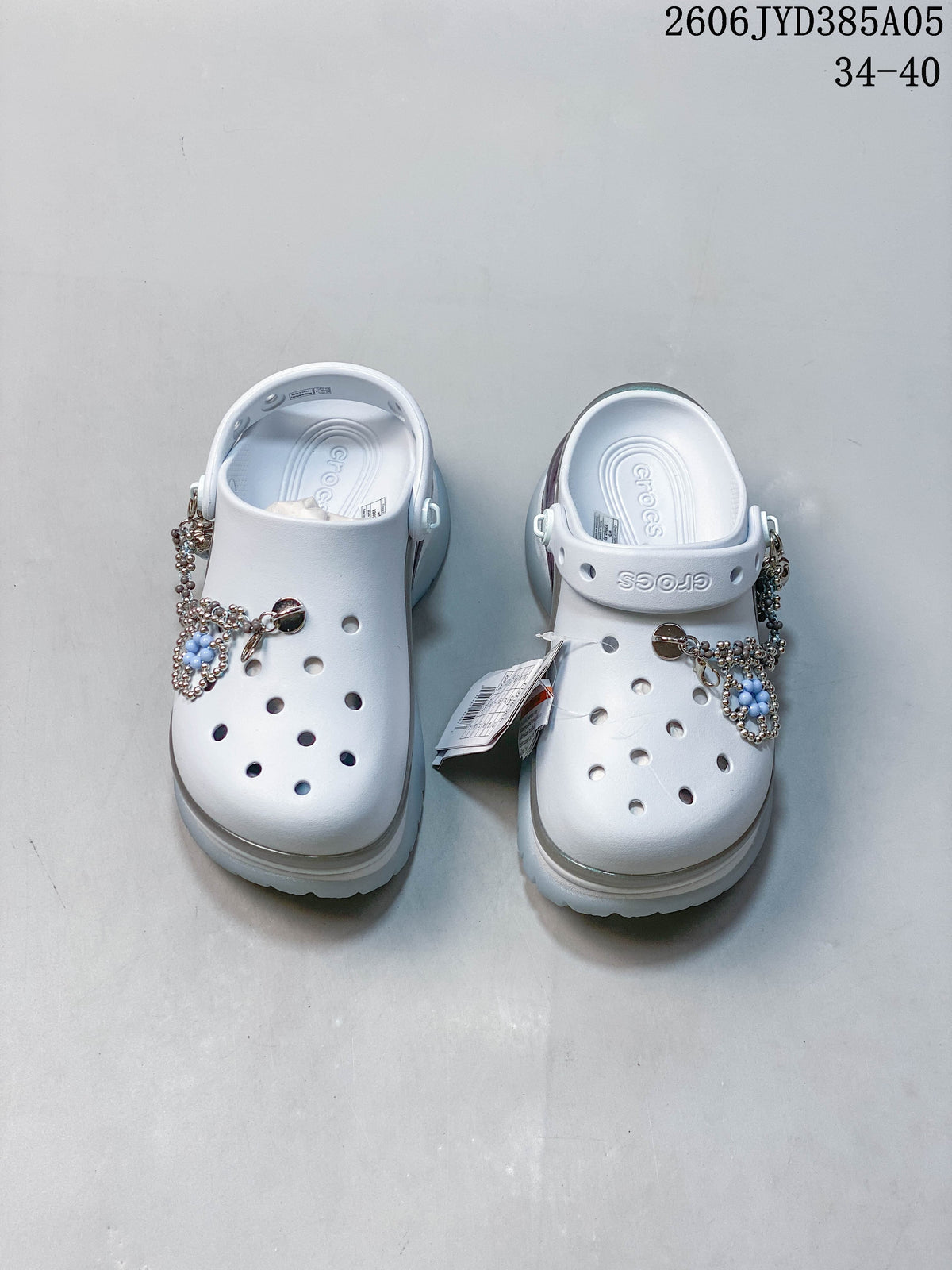 Crocs Classic Clog with Decorative Charms, White, 06JYD385A05