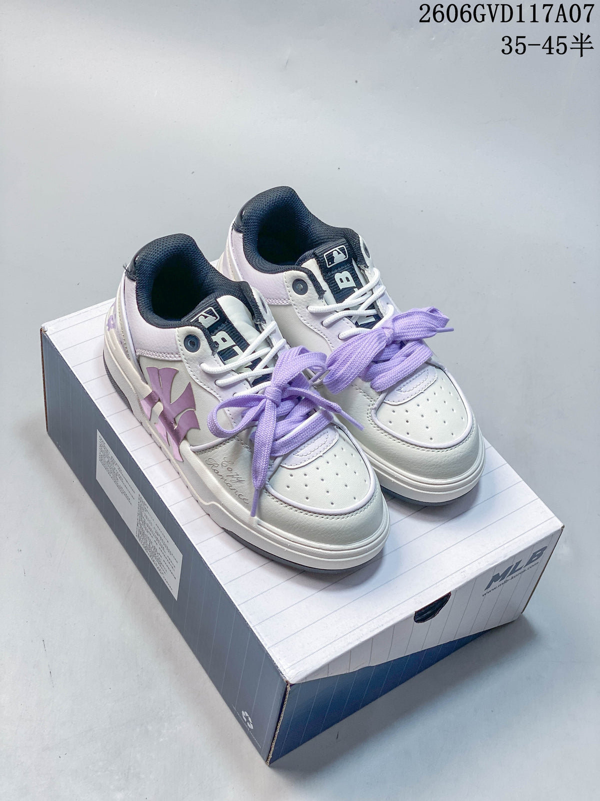 MLB Chunky Liner Low-Top Sneakers in White and Lavender