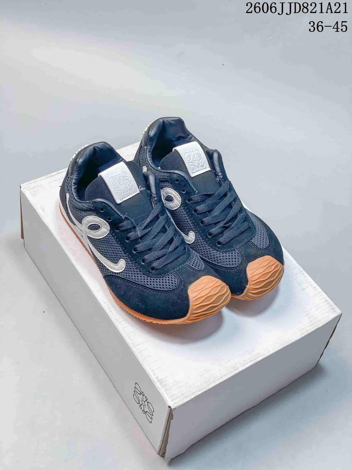 Loewe Navy Mesh Retro Sneakers with Gum Sole
