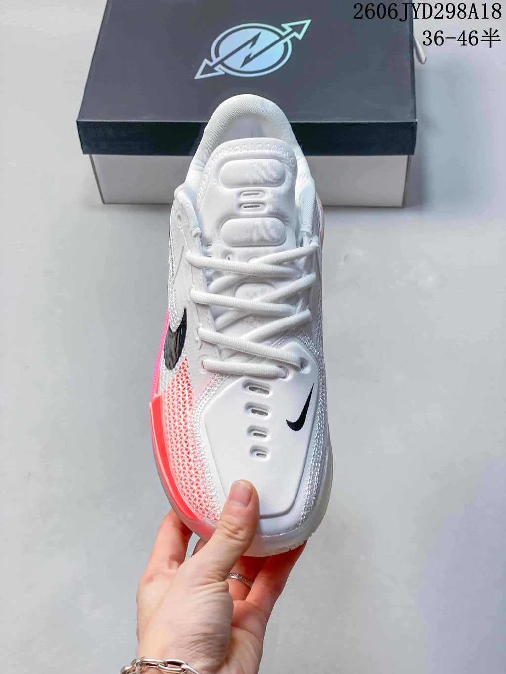 Nike Air Zoom GT Cut Low-Top Basketball Shoes, White and Coral