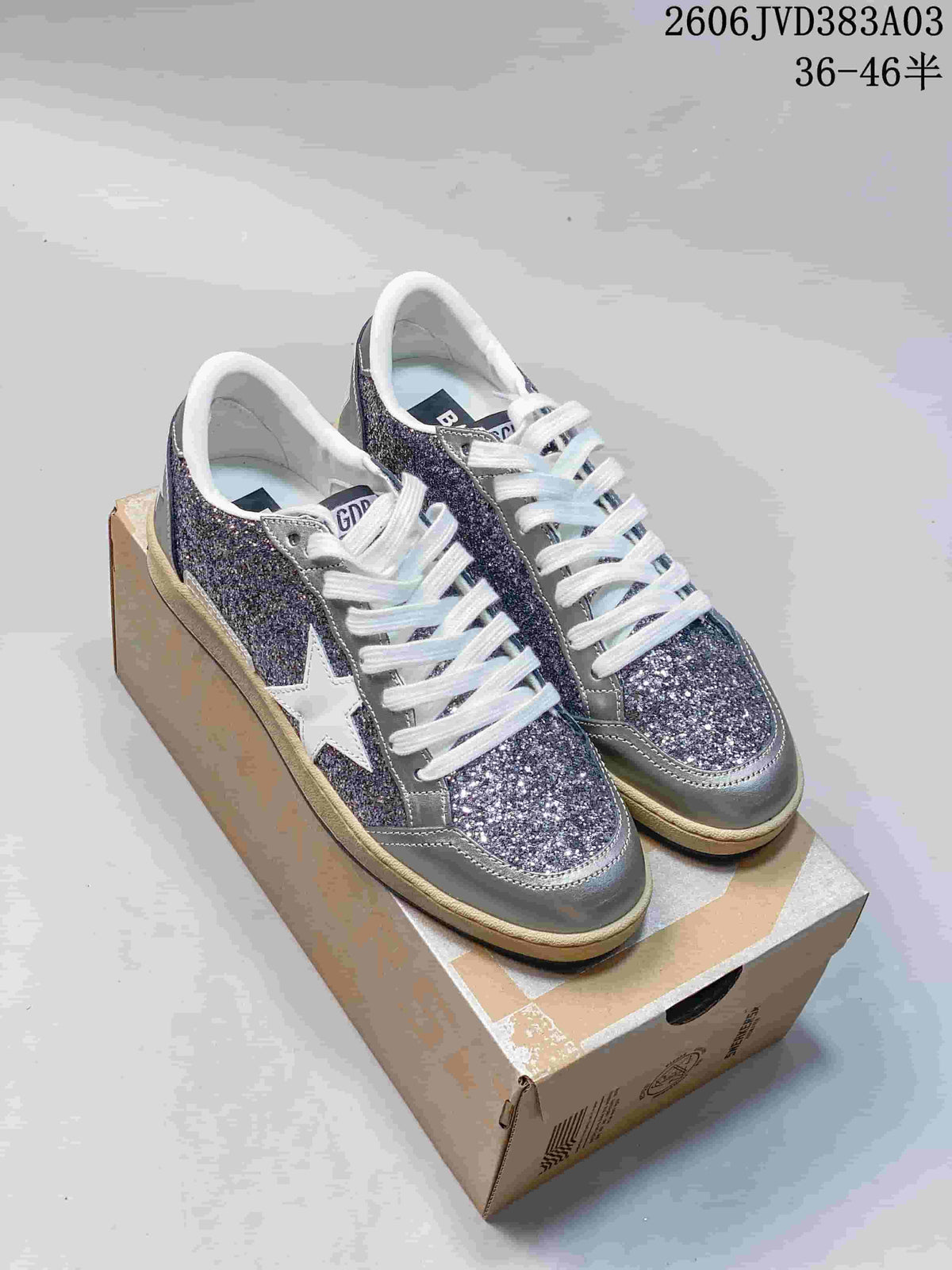 Golden Goose Super-Star Silver Glitter Low-Top Sneakers