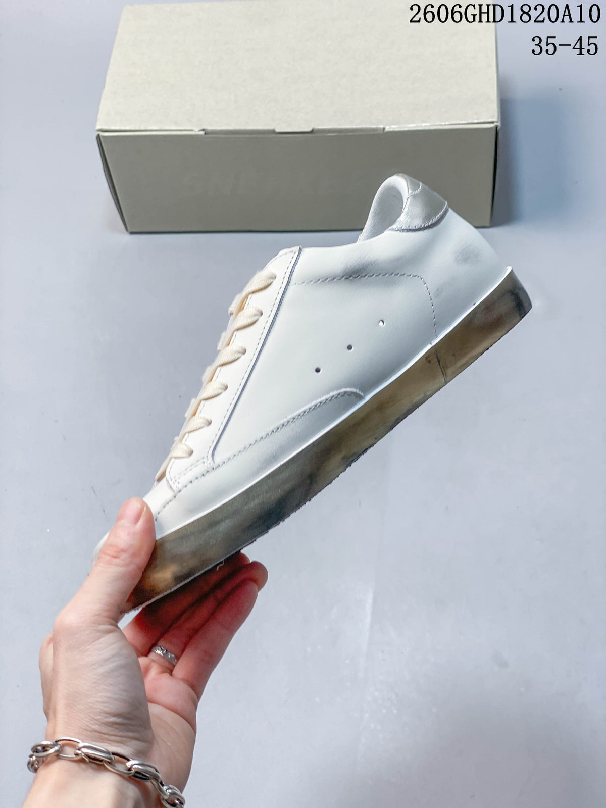 Golden Goose Super-Star White Sneakers with Silver Star