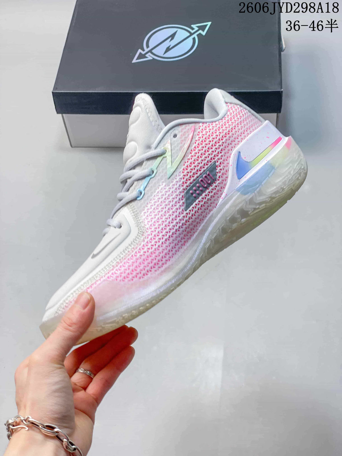 Nike Air Zoom GT Cut Low Basketball Shoes, White and Pink