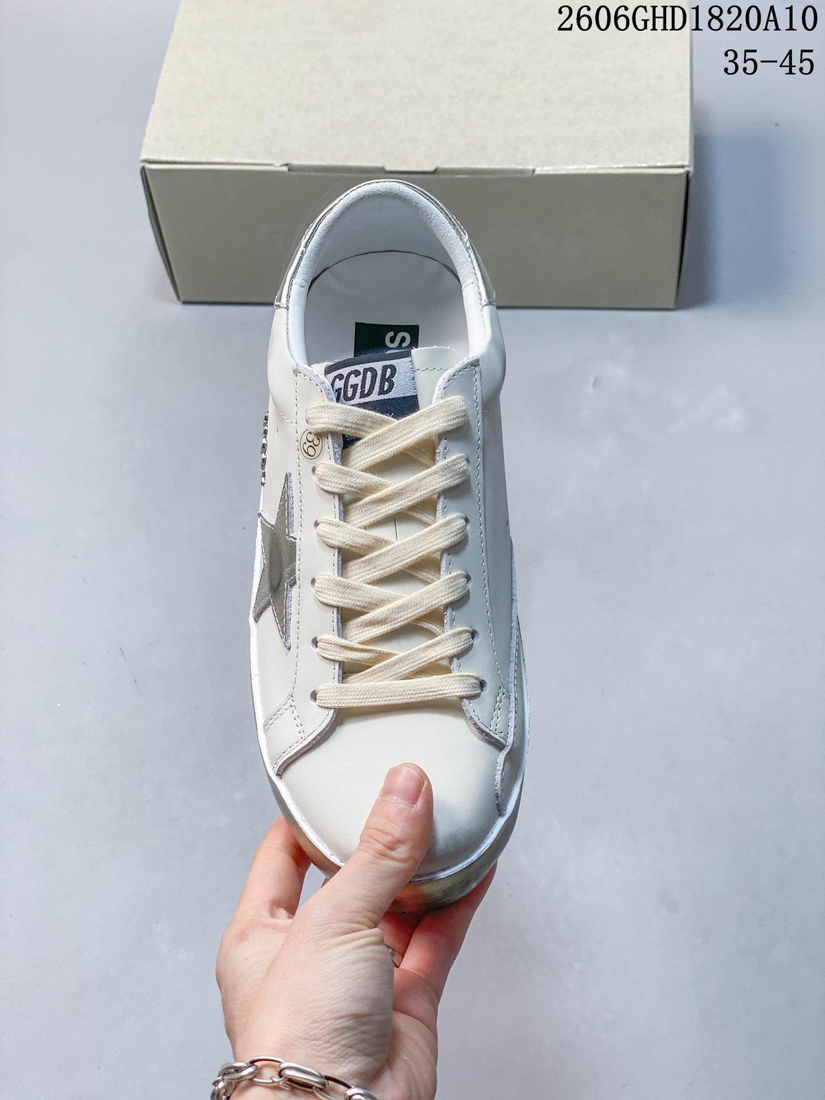 Golden Goose Super-Star White Sneakers with Silver Star