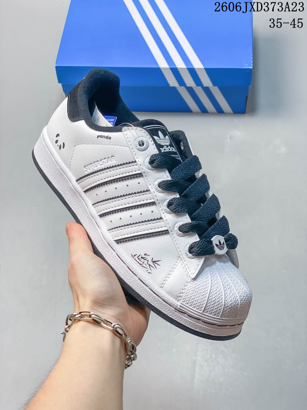 Adidas Originals Superstar White and Black Sneakers JXD373A23