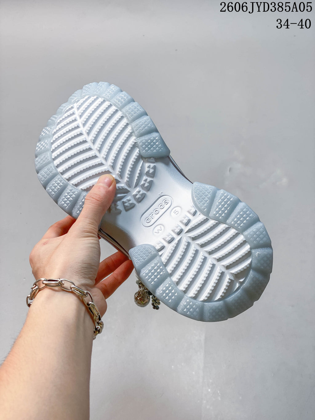 Crocs Classic Clog with Decorative Charms, White, 06JYD385A05