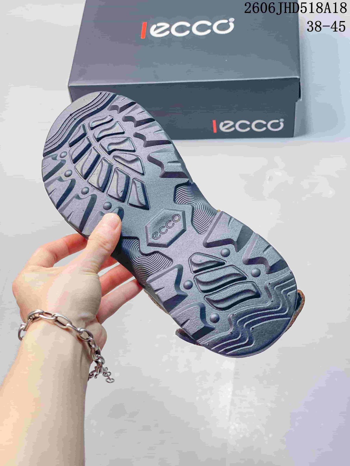 ECCO Open-Toe Adjustable Strap Sandals, Brown and Gray